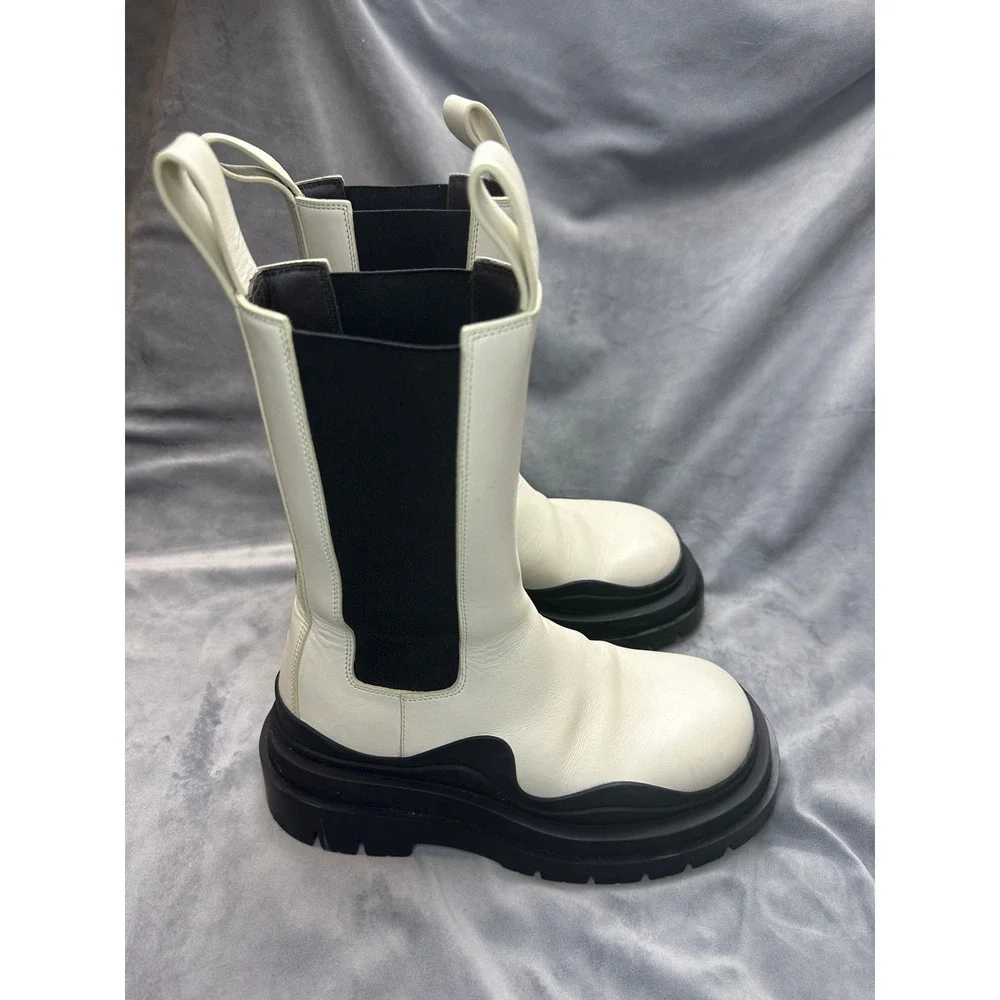 Bottega Veneta Tire‎ Lug Chelsea Boot in Sea Salt Black Italy Size EU 34
